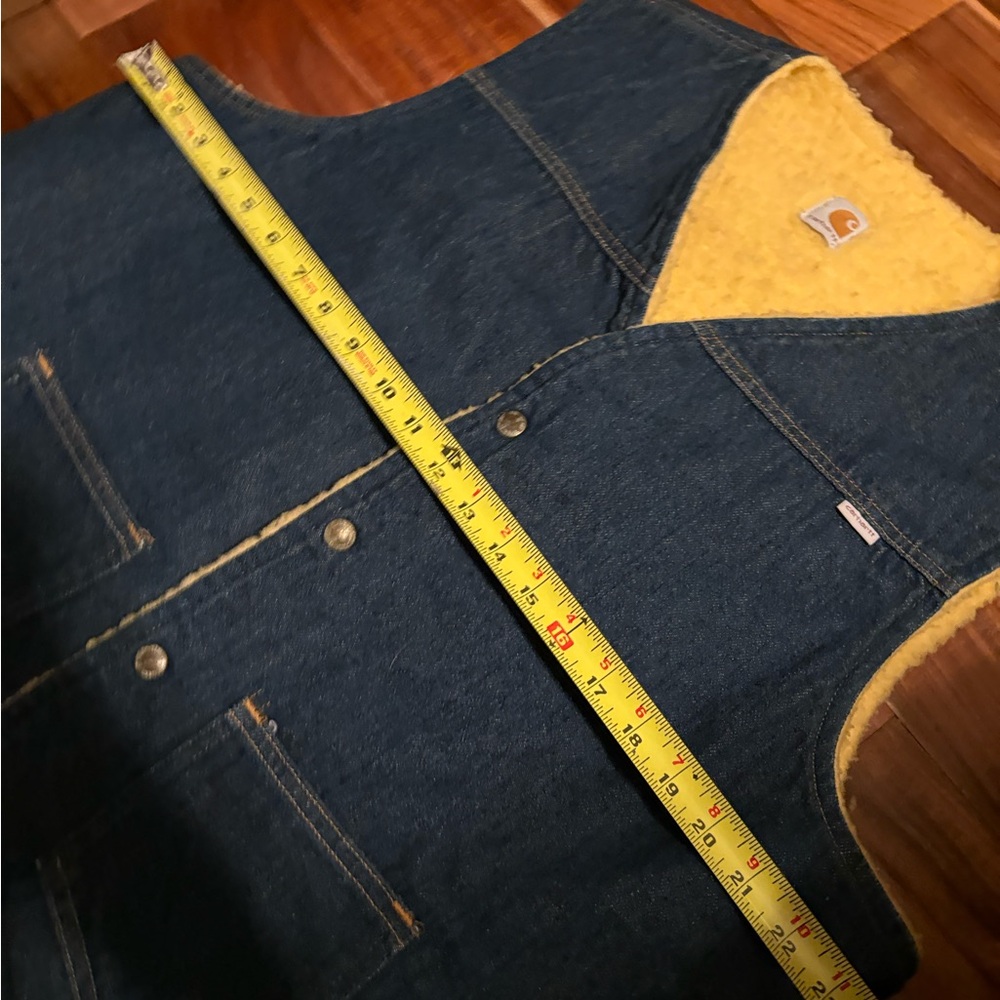 Vintage Carhartt Denim Sherpa Lined Vest USA Made Workwear Western XL Tall - Picture 9 of 10